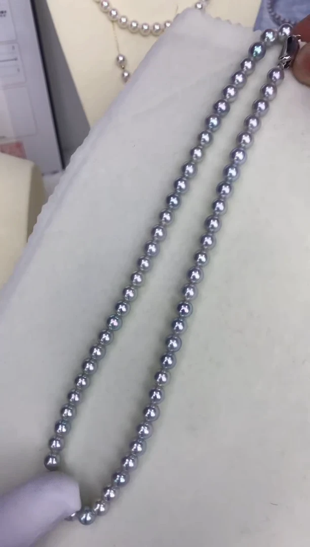 未镶嵌DA海水珍珠 6-6.5 灰珠串链 GD108