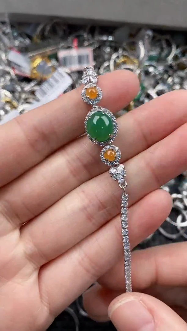 银S925镶嵌戒指翡翠444              1