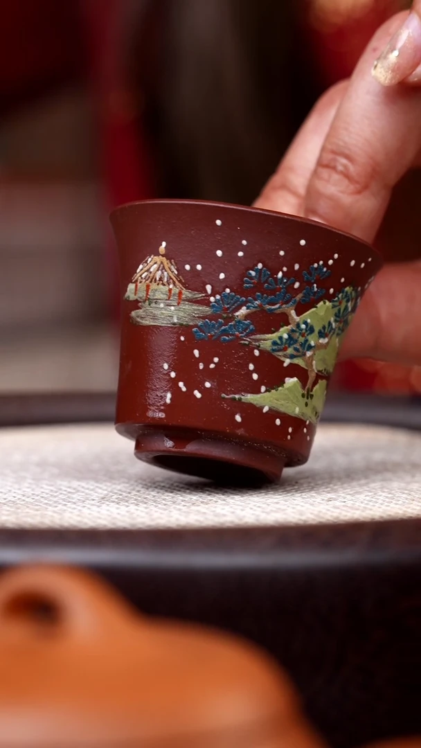 【闪购商品】紫砂茶壶紫泥马蹄杯雪景