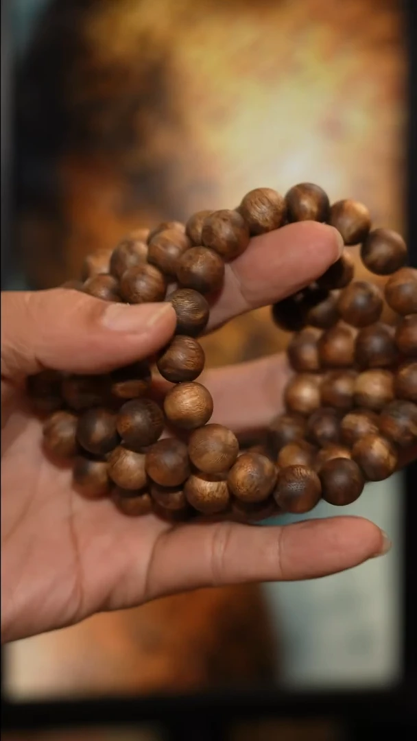 沉香手串海南绿奇楠12mm圆珠单圈 多样性发一