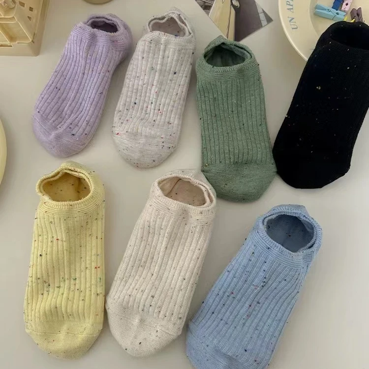 【纯色】诸暨袜子莫兰迪点子纱ins潮不掉跟短袜小白鞋网红爆款少女