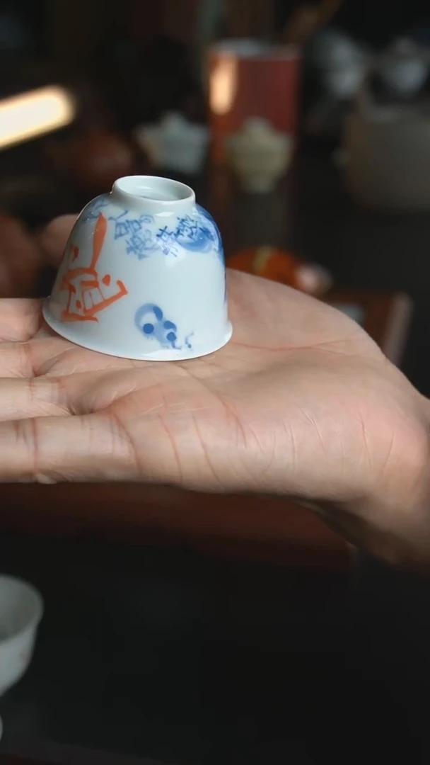茶*生耕隐艺品手绘薄胎诗文杯36cc