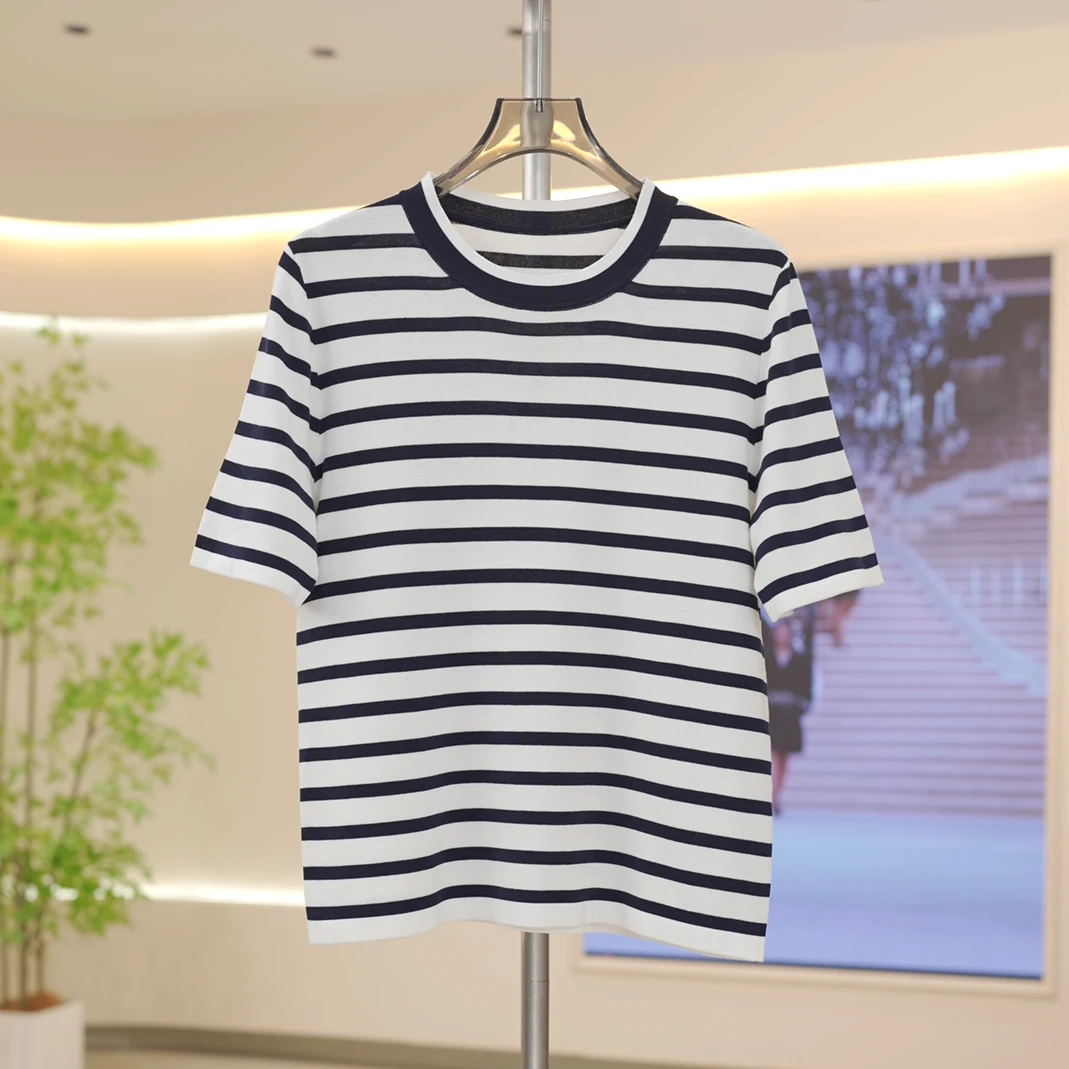 夏季新款天丝桑蚕丝百搭显瘦女士T恤-T98116