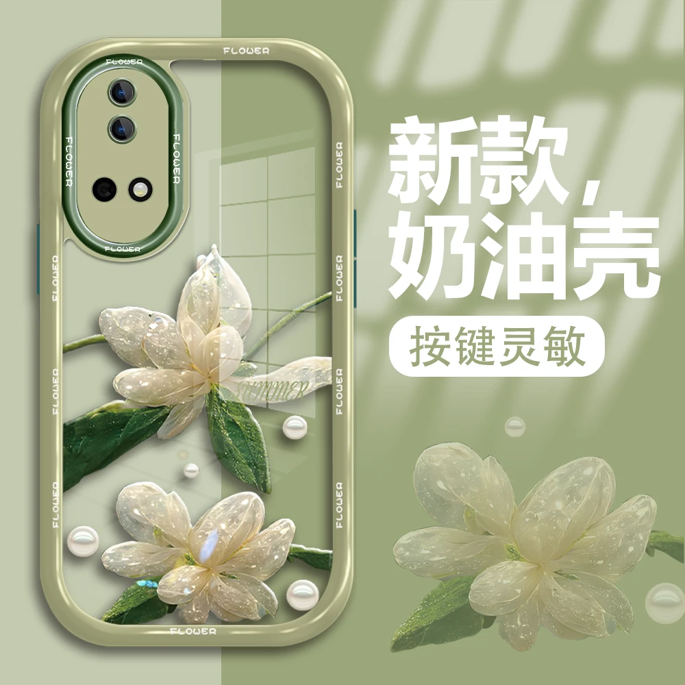 适用于华为nova12pro手机壳水晶花新款奶油壳防摔保护软硅胶高级