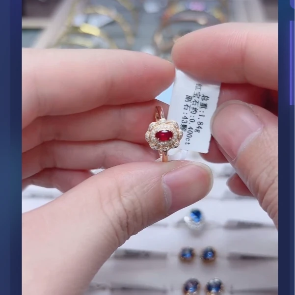 18k天然红宝石戒指