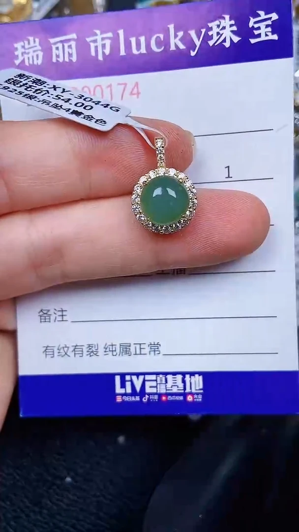 颈饰银S925镶嵌翡翠0174