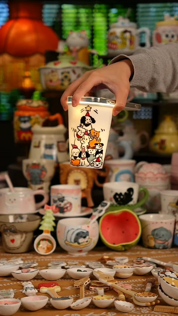 陶瓷无盖款景德镇高温釉下彩纯手绘