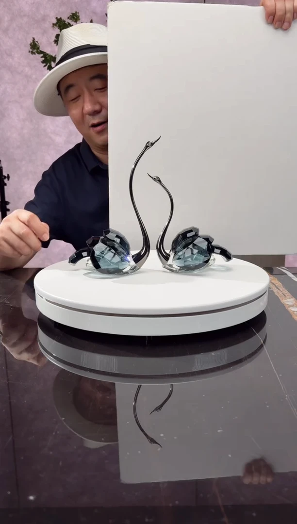 摆件CS0103050墨兰水晶天鹅一对