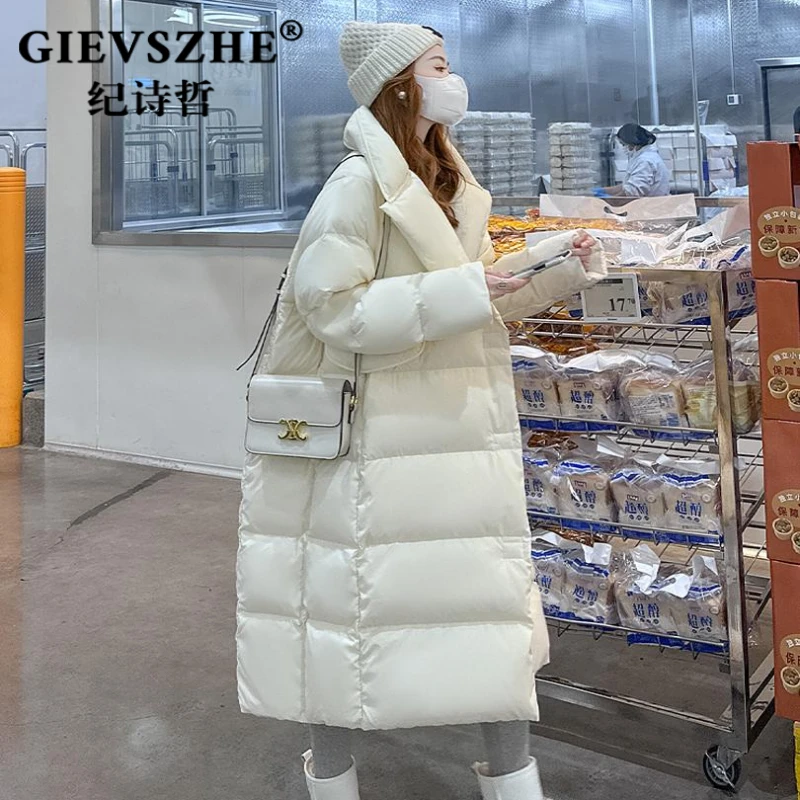 纪诗哲白色羽绒服女款2025年冬季新款中长款白鹅绒奶呼呼加厚外套