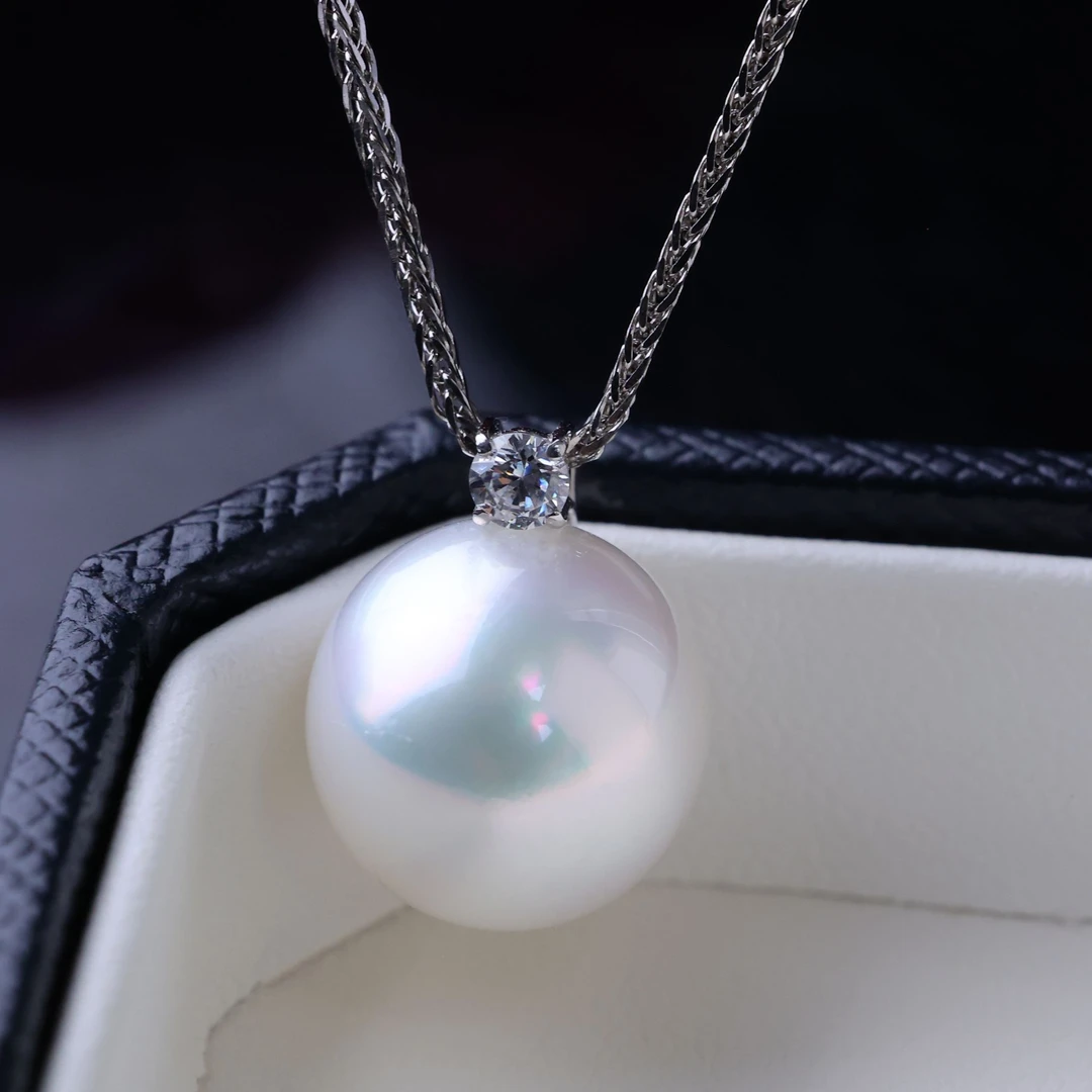 海水澳白珍珠吊坠王妃款11-12-13mm18k金天然珍珠经典*多样性发一