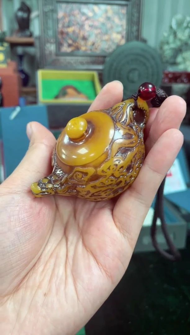 未镶嵌蜜蜡珠宝奇石把把壶