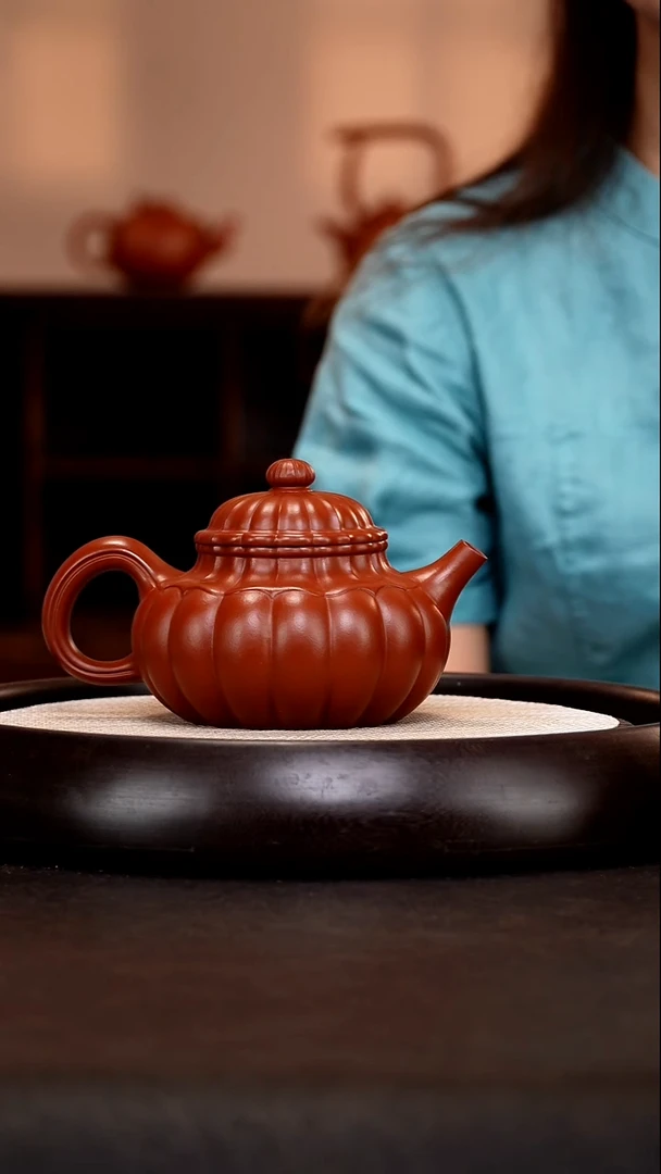 茶壶紫砂HH75筋纹容天孟臣朱泥460cc