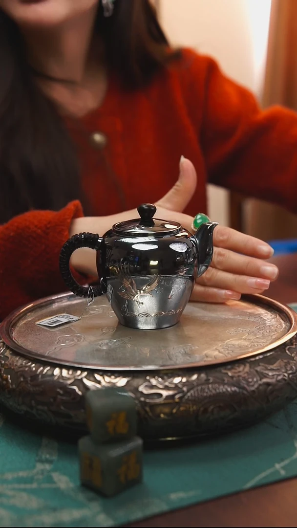 古悦足银999泡茶壶