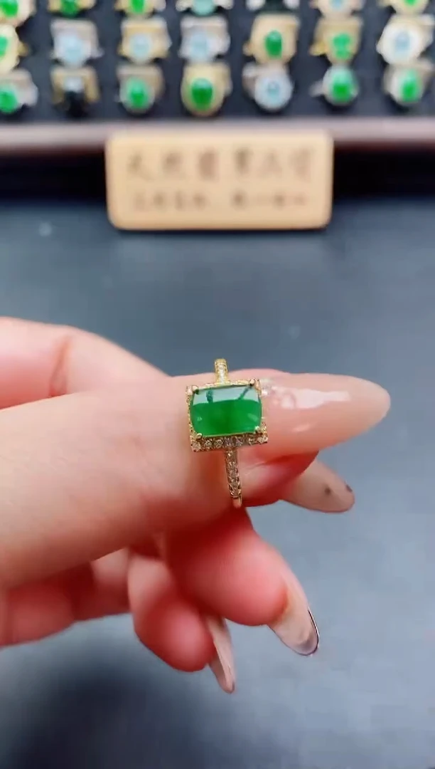 银S925镶嵌戒指翡翠1