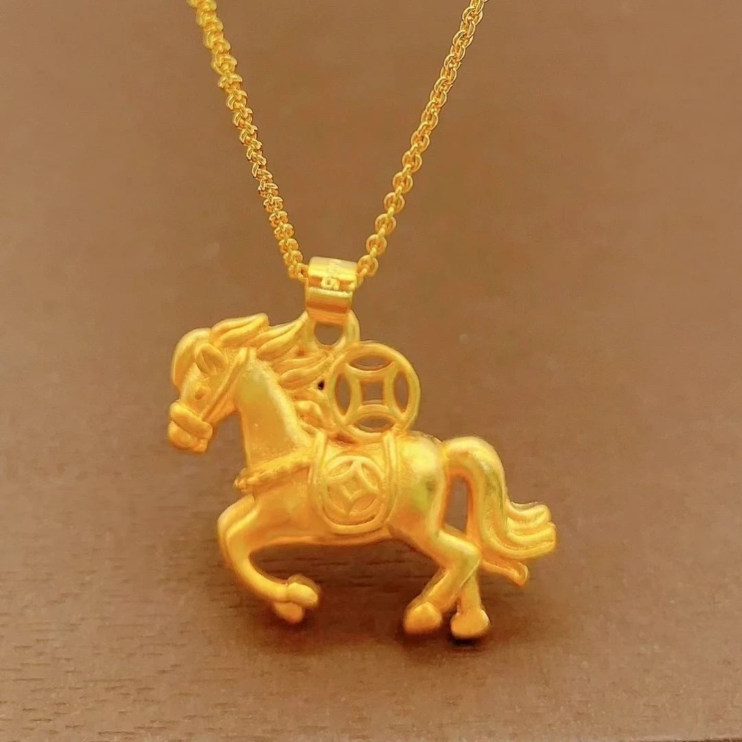 时尚金色ins小饰品吊坠招财灵动项链马上有钱挂坠