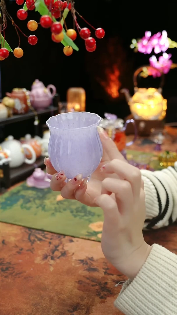 【闪购商品】紫色水晶琉璃水仙杯110cc@@@@
