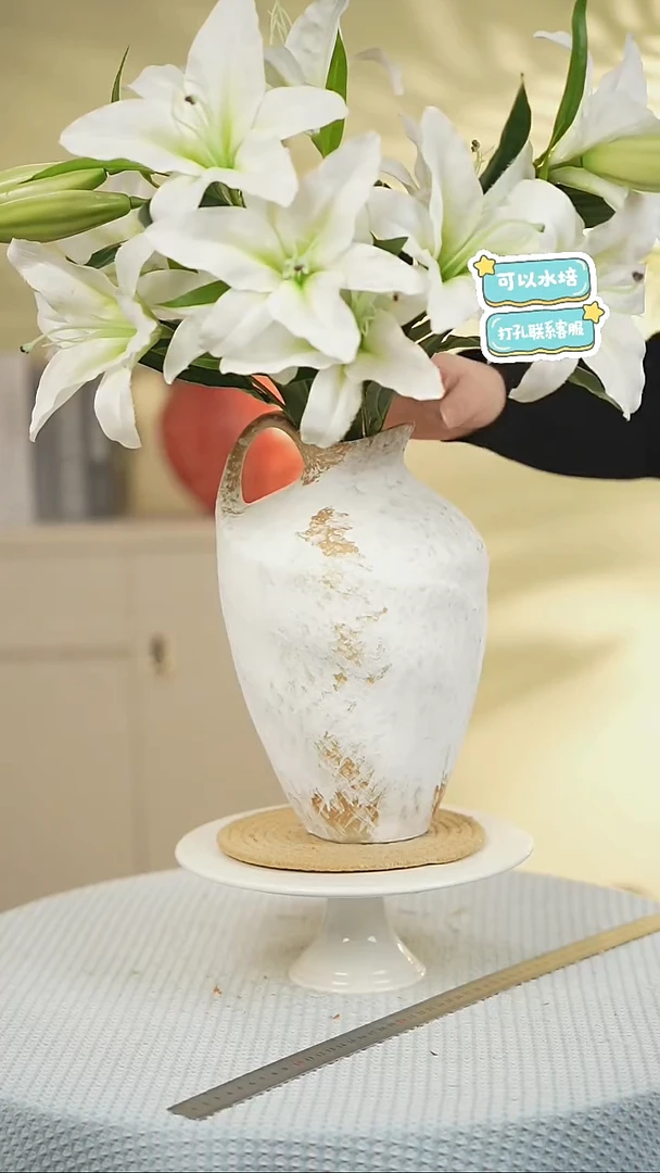 单耳素雪景德镇高端陶瓷花瓶家居水培插花瓶