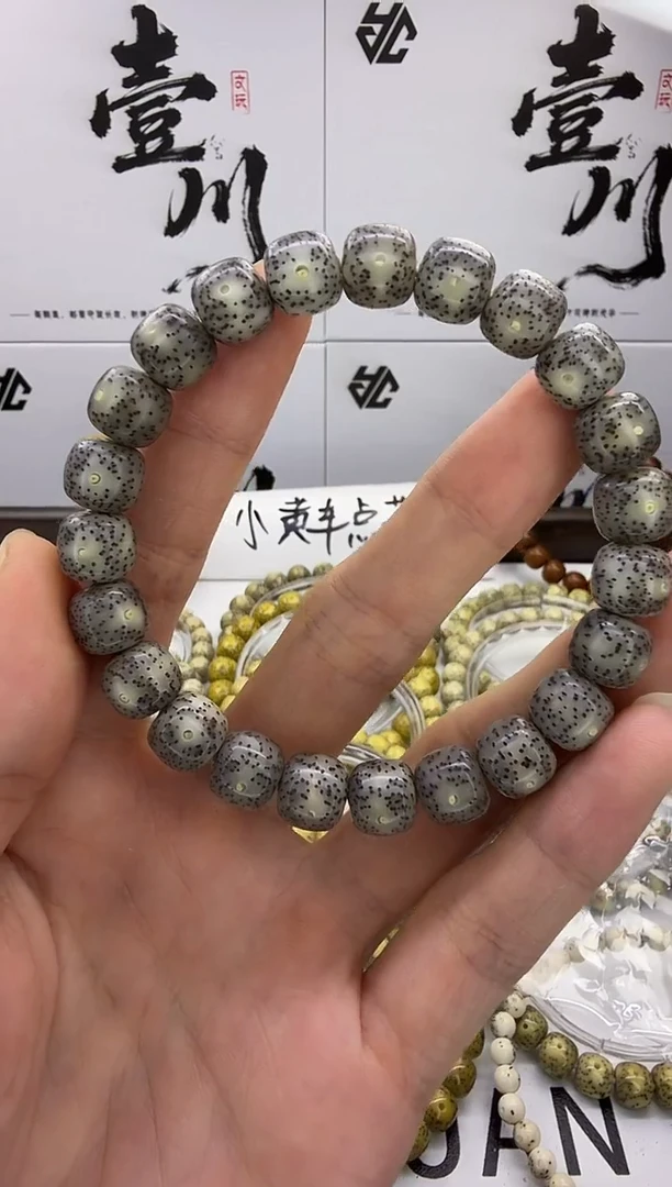 手串星月菩提10/9 黑冰糖 星点货 带月留白 同枝果  183