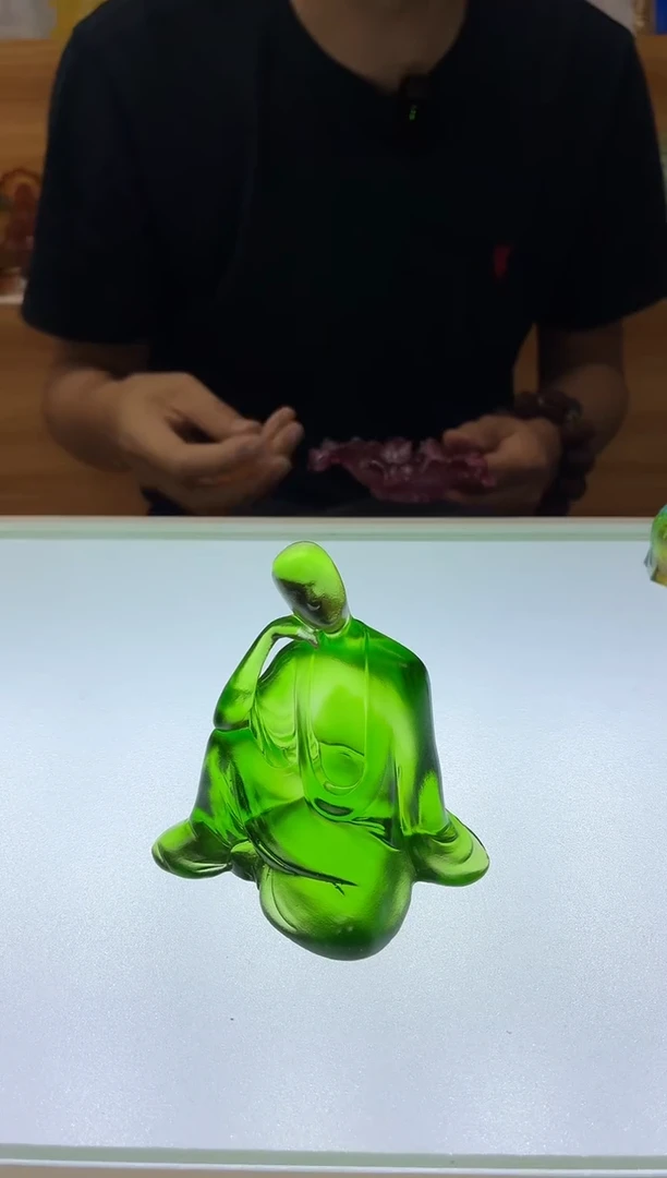 琉璃手工艺品无相绿色9*9公分