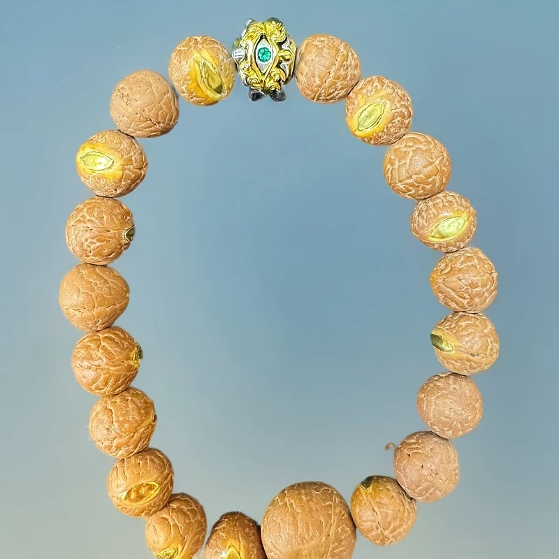 梵仙FANXIAN尼泊尔野生实心籽凤眼菩提手持，10mm，24k纯金手工镶嵌
