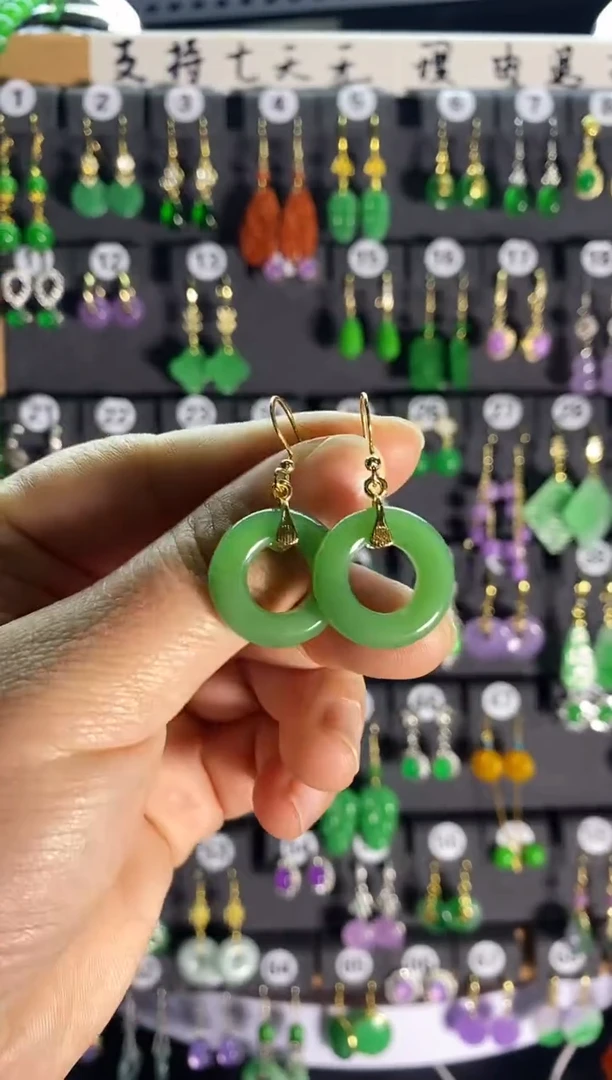 【闪购商品】和田玉耳饰银S925镶嵌010