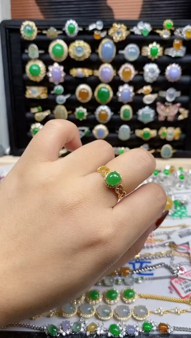 银S925镶嵌戒指翡翠8131