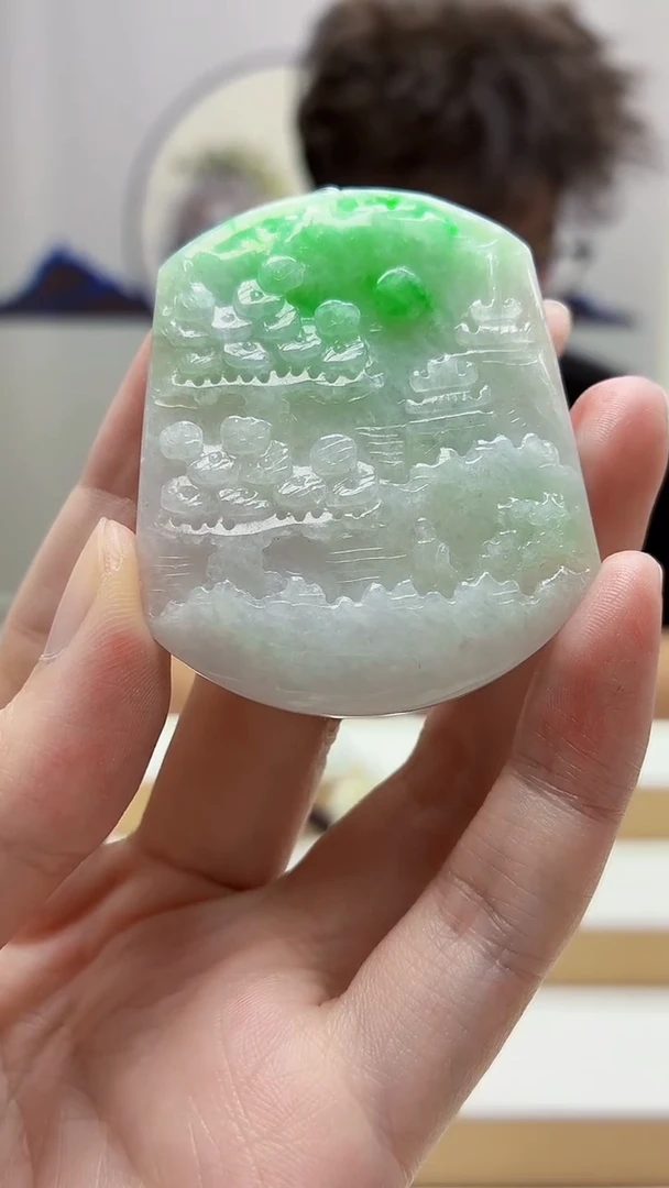 未镶嵌定制翡翠4688zm-毛货挂件山水104