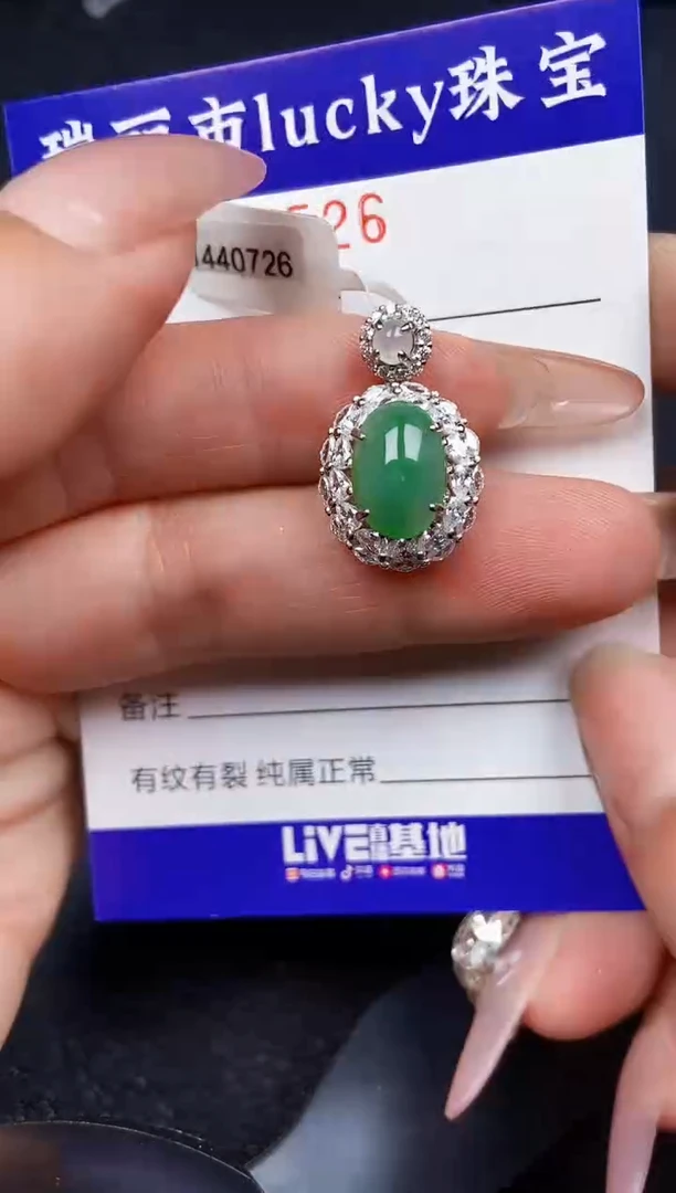 翡翠银S925镶嵌颈饰0526