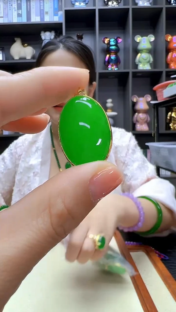 翡翠14K金镶嵌颈饰沉白diy劲饰