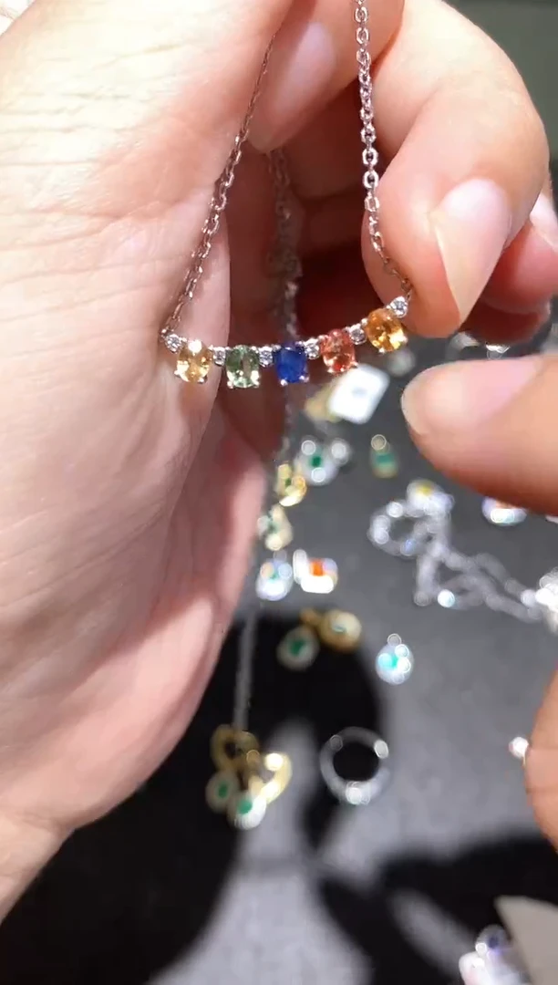 颈饰蓝宝石银S925镶嵌吊坠