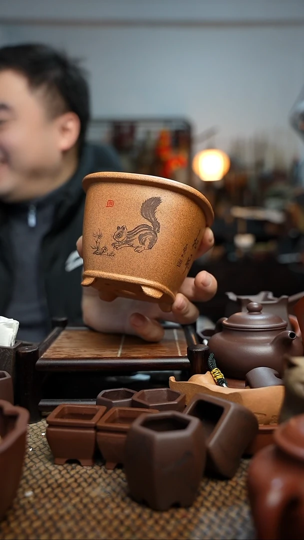 紫砂花盆无*長木軒精品紫砂