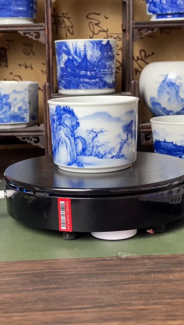 青花宋画山水容天杯