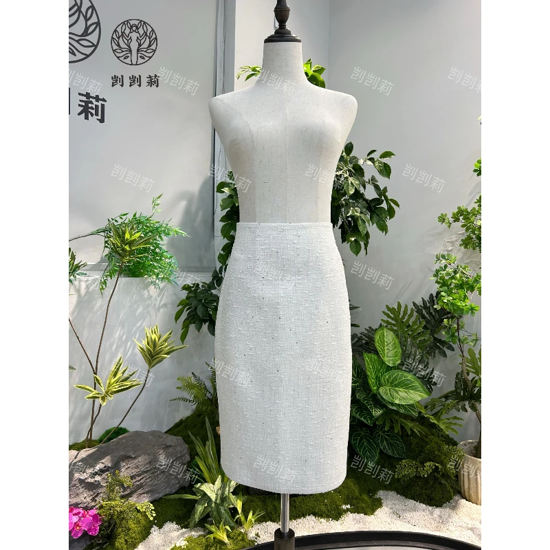 剀剀莉 （雅典娜）早春新款白色时尚简约修身显瘦气质小香风半身裙