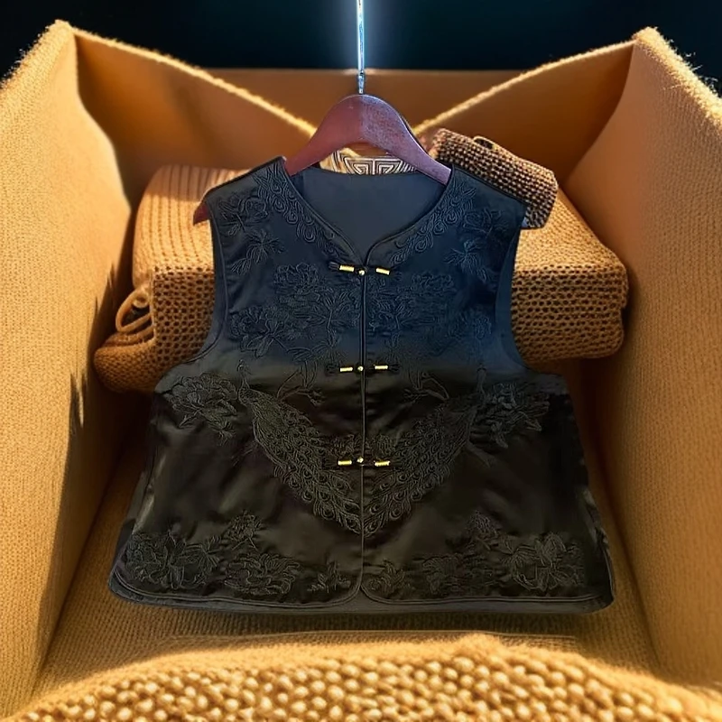 【孔雀马甲】新中式国风重工定位绣花复古简约新款高级感马夹291