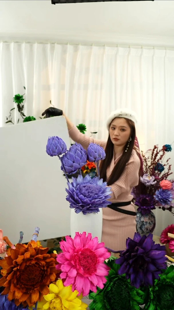 永生花 霸王花 4个头叶片有伤【紫色】A38