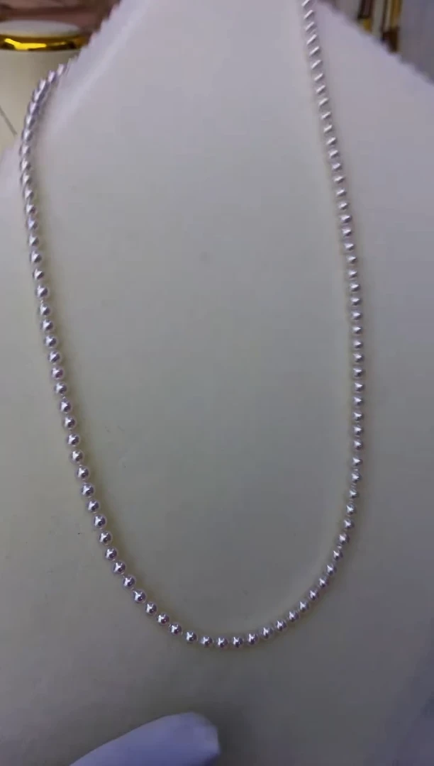 18K金镶嵌akoya项链海水珍珠3.5-4mm