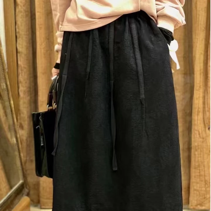 朴朵朵棉麻个性流苏半裙显瘦时尚休闲百搭复古宽松松紧腰