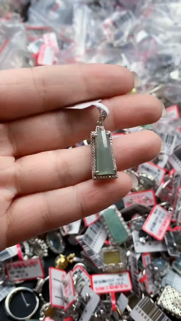 银S925镶嵌戒指翡翠天然A货缅甸翡翠