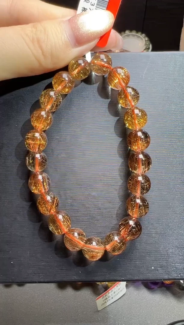 水晶手串未镶嵌Q铜发晶手串9m+    JP51537