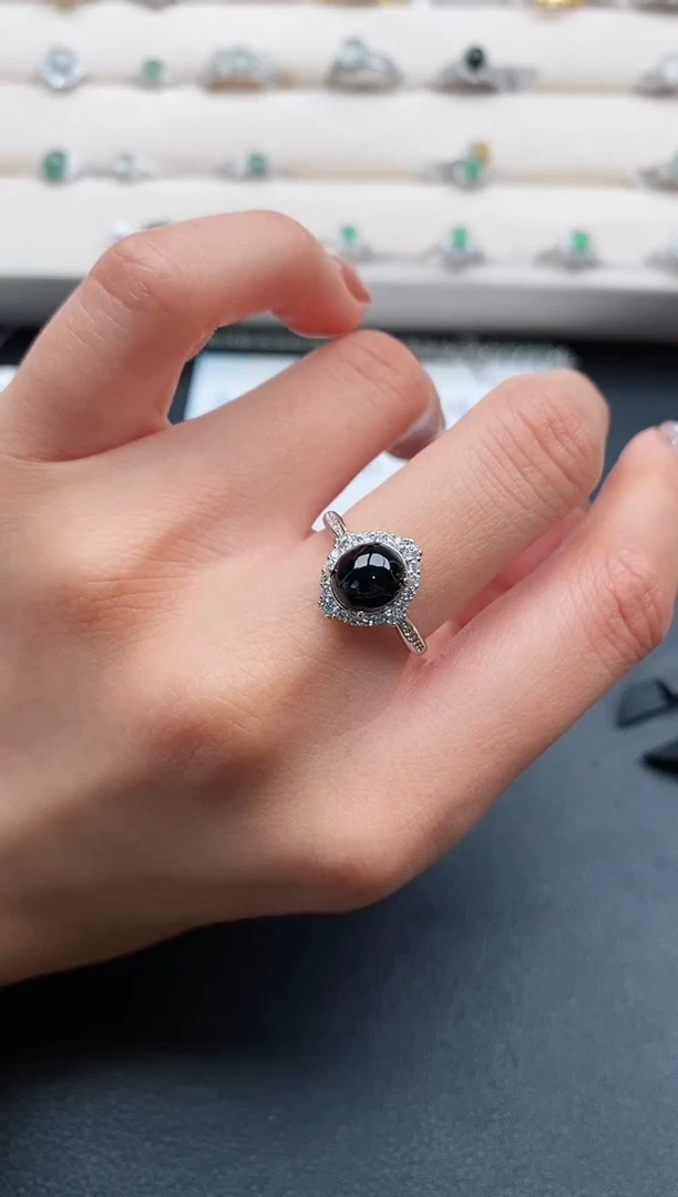 银S925镶嵌戒指翡翠2222222+6