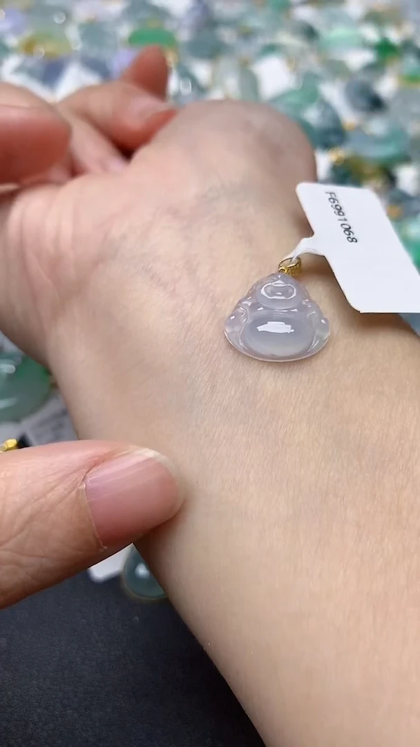 颈饰18K金镶嵌翡翠天然缅甸A货翡翠