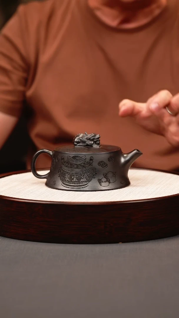 茶壶紫砂石黄 柱础 五福麒麟