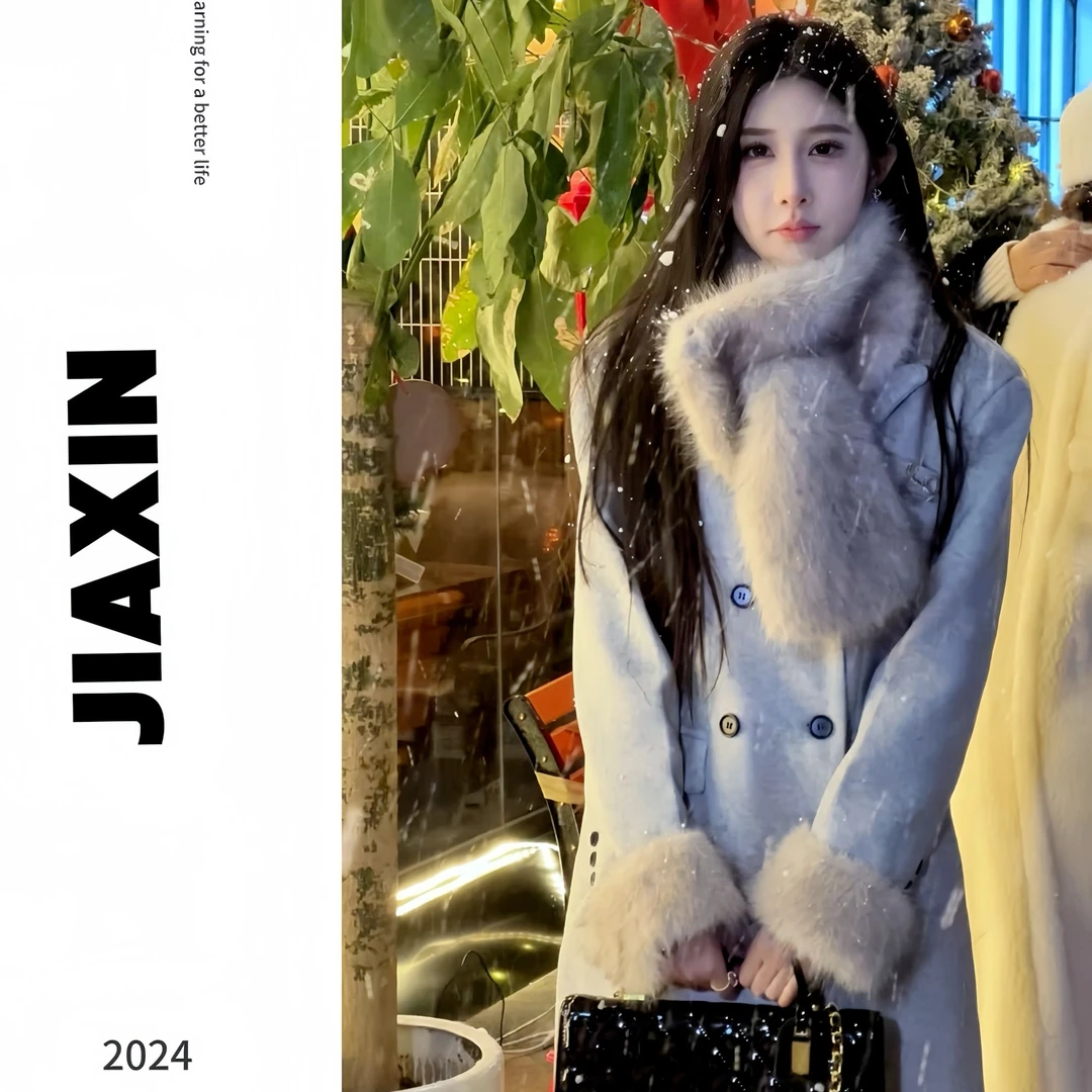 【嘉欣衣橱】冬季新款NEW千金女主风沙漏腰身加棉外套（配别针+围巾）