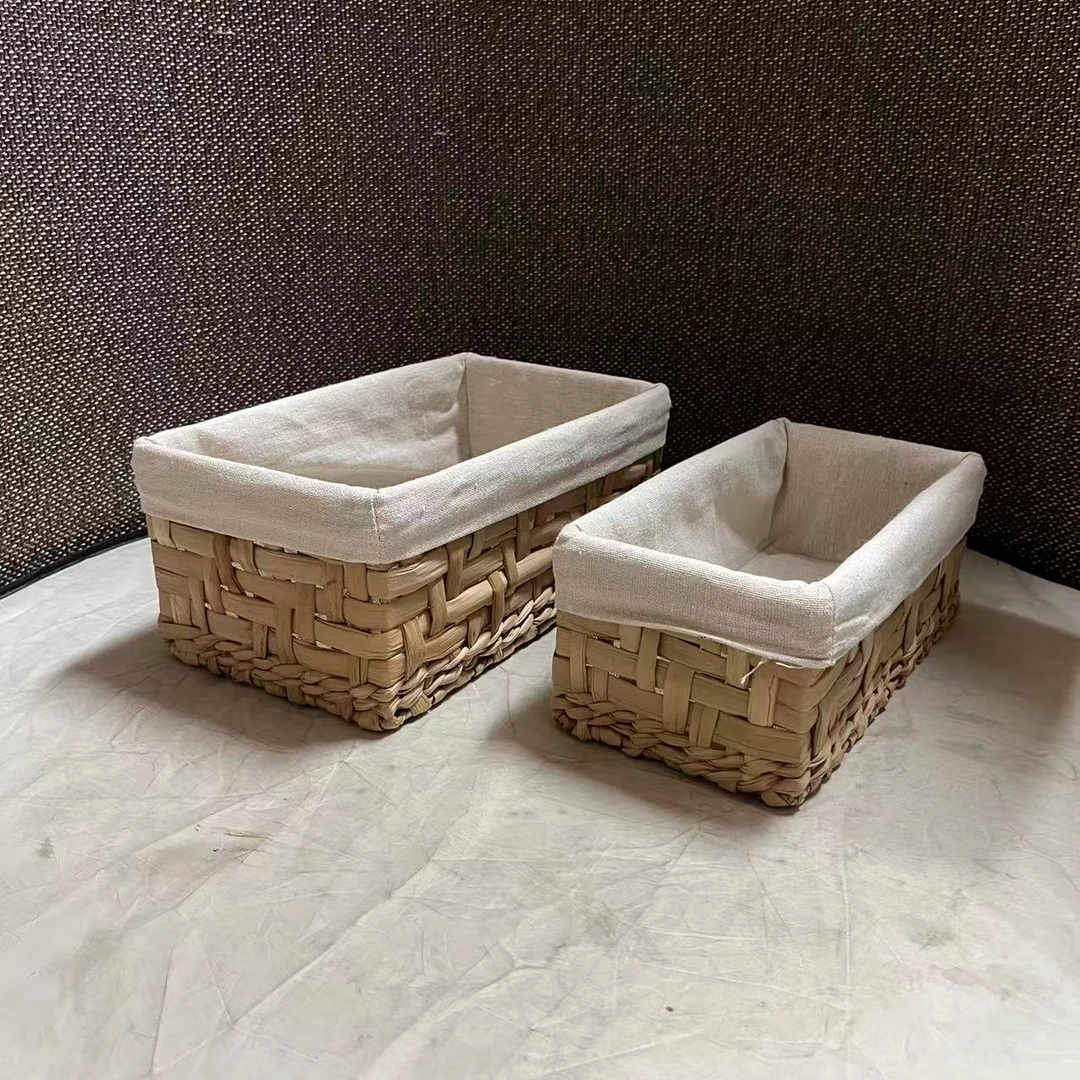 5558瑕疵款 大号28*16*12小号26*13*10cm 草编收纳筐家用桌面储物