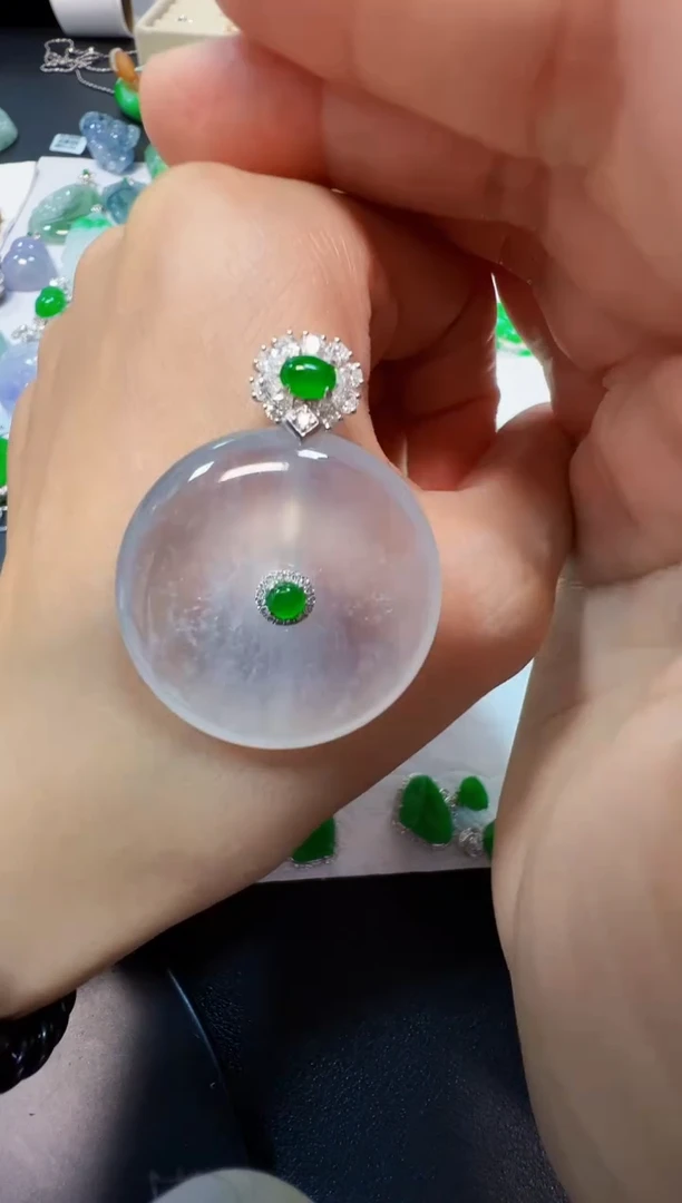 吊坠(不含链)18K金镶嵌翡翠58001