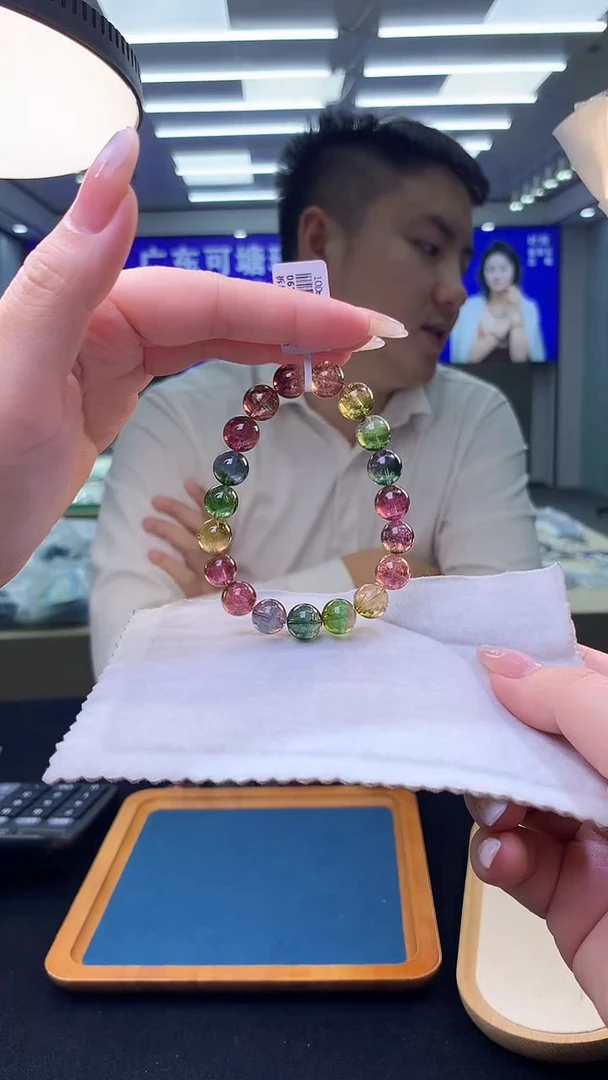 未镶嵌手链碧玺玫瑰西瓜色标碧玺单圈  10D