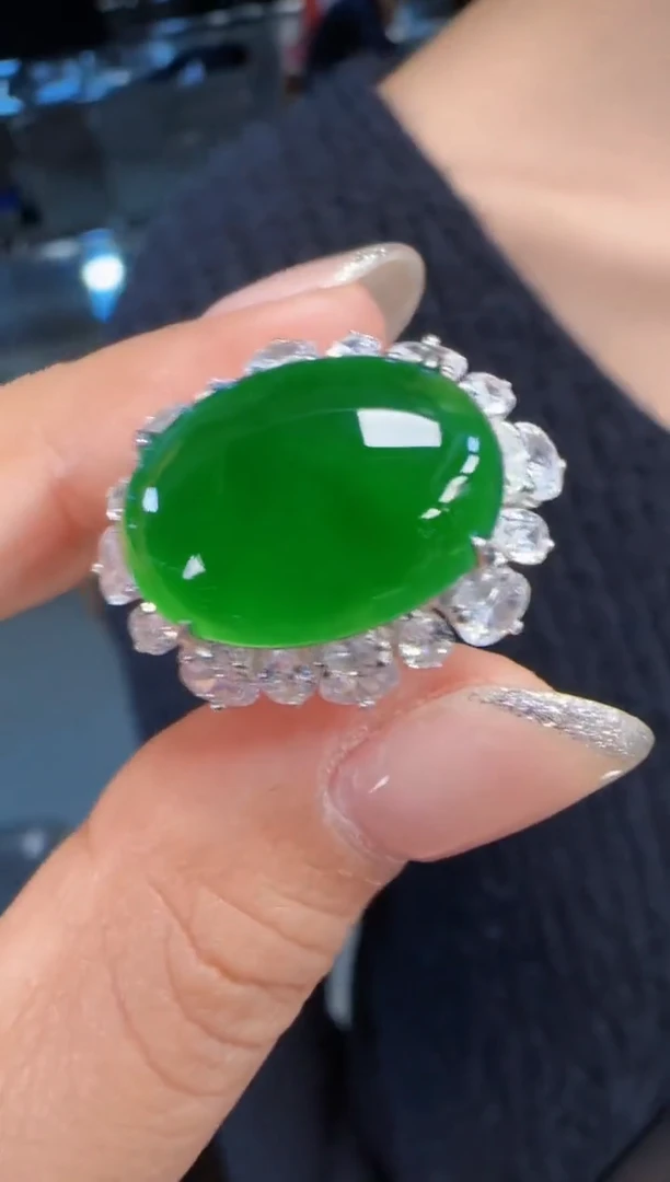 未镶嵌定制翡翠翡翠戒指33