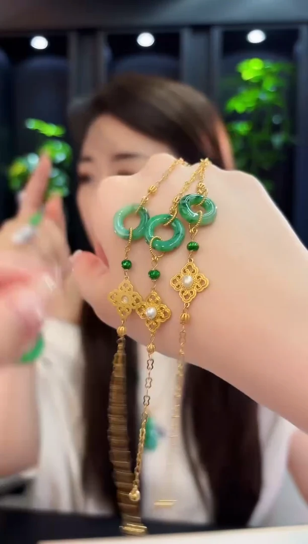 银S925镶嵌手链翡翠8缅料A货/多样性发货/一件