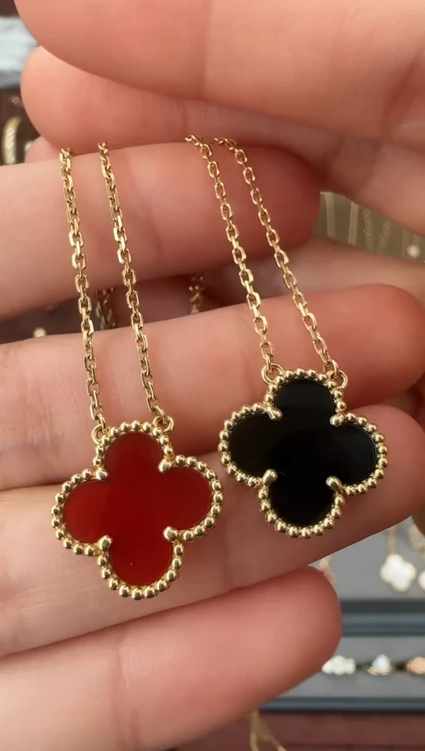 【闪购商品】玛瑙/玉髓项链18K金镶嵌单花项链【多样性发一件】