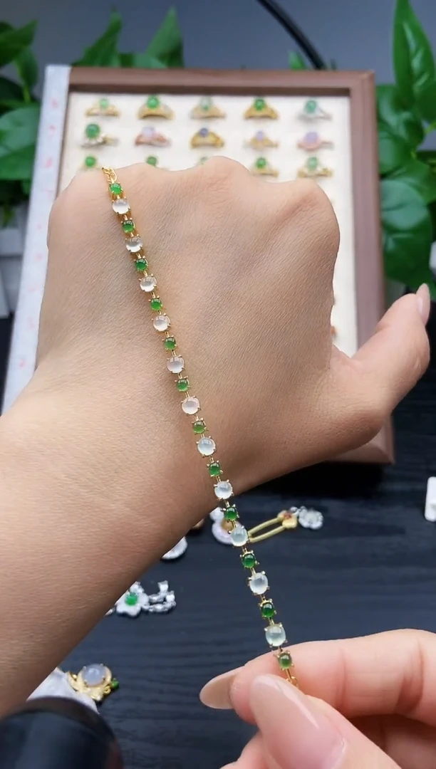 银S925镶嵌手链翡翠1